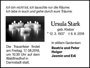 Traueranzeige von Ursula Stark von vrm-trauer