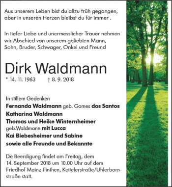 Traueranzeige von Dirk Waldmann von vrm-trauer
