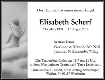 Traueranzeige von Elisabeth Scherf von vrm-trauer