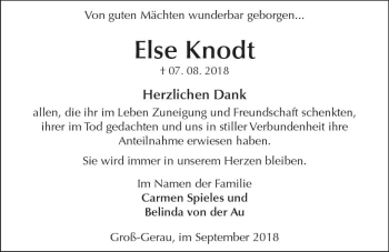Traueranzeige von Else Knodt von vrm-trauer
