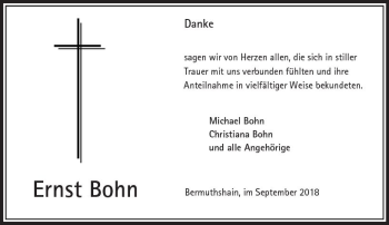 Traueranzeige von Ernst Bohn von VRM Trauer