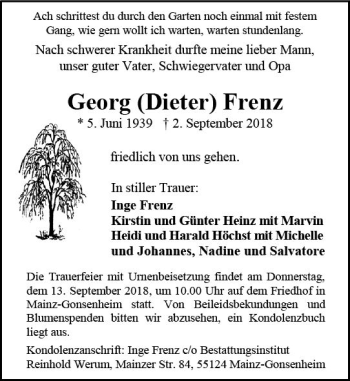 Traueranzeige von Georg  Frenz von vrm-trauer