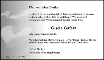 Traueranzeige von Gisela Gafert von vrm-trauer