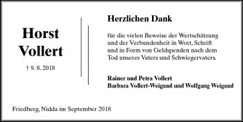 Traueranzeige von Horst Vollert von  Kreisanzeiger