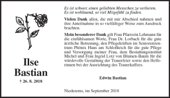 Traueranzeige von Ilse Bastian von vrm-trauer