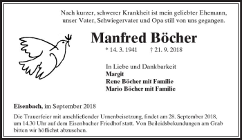 Traueranzeige von Manfred Böcher von  Camberger Anzeiger