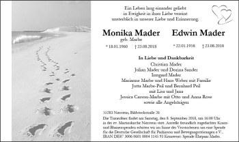 Traueranzeige von Monika Mader von vrm-trauer