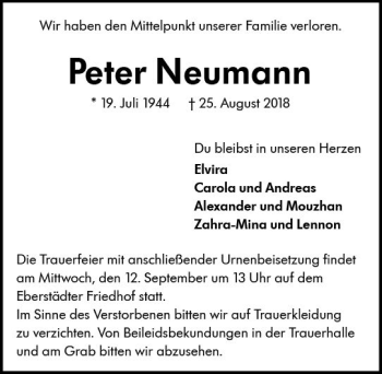 Traueranzeige von Peter Neumann von vrm-trauer
