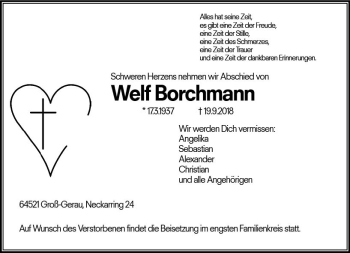 Traueranzeige von Welf Borchmann von vrm-trauer