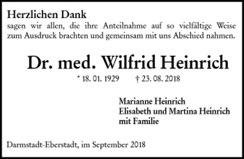 Traueranzeige von Wilfrid Heinrich von vrm-trauer