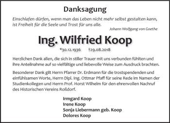 Traueranzeige von Wilfried Koop von vrm-trauer