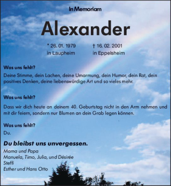 Traueranzeige von Alexander  von vrm-trauer