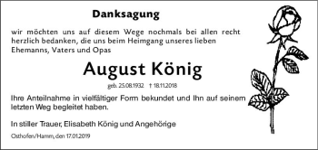 Traueranzeige von August König von vrm-trauer