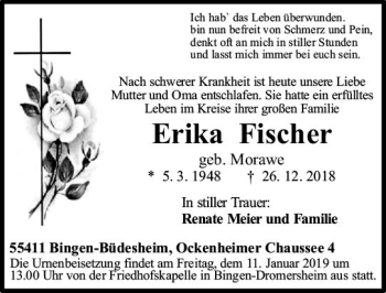 Traueranzeige von Erika Fischer von vrm-trauer