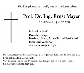 Traueranzeige von Ernst Mayer von vrm-trauer