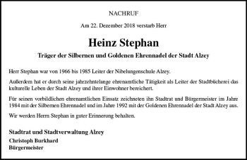 Traueranzeige von Heinz Stephan von vrm-trauer