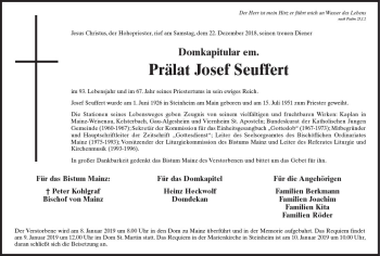 Traueranzeige von Josef Seuffert von vrm-trauer
