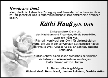 Traueranzeige von Käthi Haaß von vrm-trauer