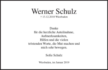 Traueranzeige von Werner Schulz von vrm-trauer