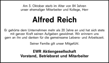 Traueranzeige von Alfred Reich von vrm-trauer