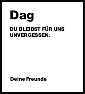 Traueranzeige von Dag  von vrm-trauer