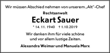 Traueranzeige von Eckart Sauer von vrm-trauer