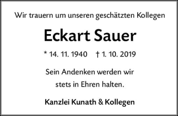 Traueranzeige von Eckart Sauer von vrm-trauer