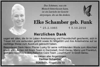 Traueranzeige von Elke Schamber von vrm-trauer