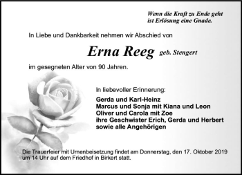 Traueranzeige von Erna Reeg von vrm-trauer