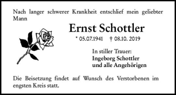 Traueranzeige von Ernst Schottler von vrm-trauer