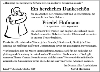 Traueranzeige von Friedel Hofmann von vrm-trauer