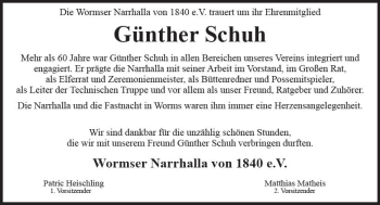 Traueranzeige von Günther Schuh von vrm-trauer