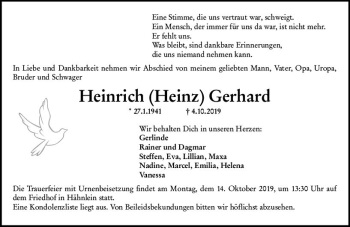 Traueranzeige von Heinrich Gerhard von vrm-trauer