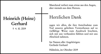 Traueranzeige von Heinrich Gerhard von vrm-trauer