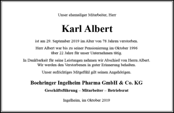 Traueranzeige von Karl Albert von vrm-trauer