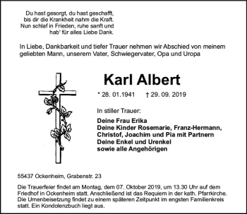 Traueranzeige von Karl Albert von vrm-trauer