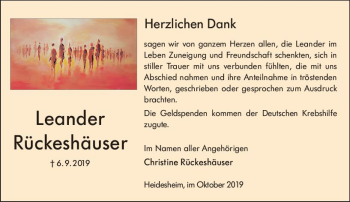 Traueranzeige von Leander Rückeshäuser von vrm-trauer