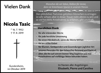 Traueranzeige von Nicola Tasic von vrm-trauer