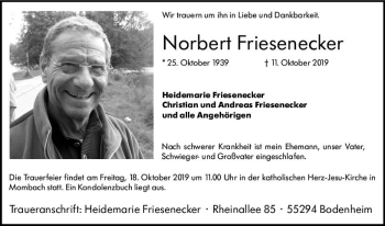 Traueranzeige von Norbert Friesenecker von vrm-trauer