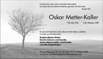 Traueranzeige von Oskar Metten-Kallen von vrm-trauer