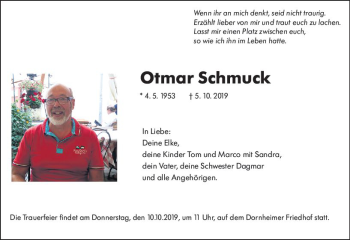 Traueranzeige von Otmar Schmuck von vrm-trauer