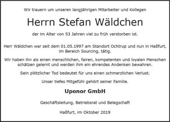 Traueranzeige von Stefan Wäldchen von vrm-trauer