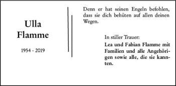 Traueranzeige von Ulla Flamme von vrm-trauer