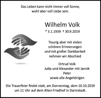 Traueranzeige von Wilhelm Volk von vrm-trauer
