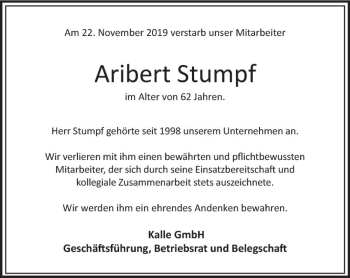 Traueranzeige von Aribert Stumpf von vrm-trauer