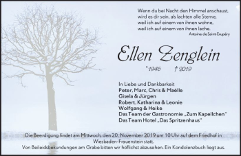 Traueranzeige von Ellen Zenglein von vrm-trauer