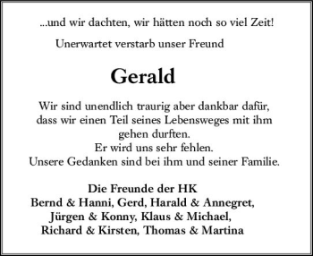 Traueranzeige von Gerald  von vrm-trauer