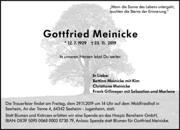 Traueranzeige von Gottfried Meinicke von vrm-trauer