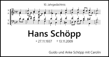 Traueranzeige von Hans Schöpp von vrm-trauer