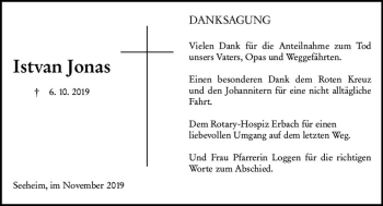 Traueranzeige von Istvan Jonas von vrm-trauer